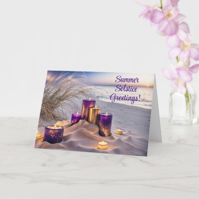 Sommarsolståndhälsningar Strand Hav Ljusstakar Kort (Orkide)