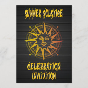 SommarSolstice Gult och Black Firande Inbjudningar