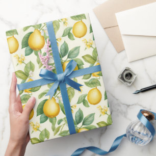 Sommarsommar Citron Vattenfärg Presentpapper