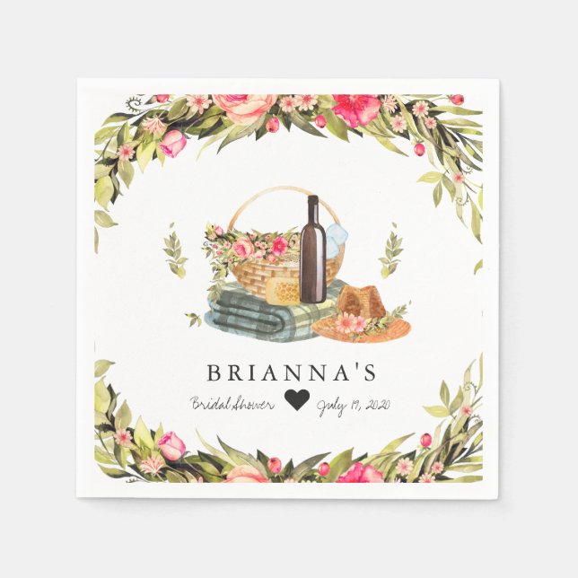 Sommarsommar Picknick Akvarell Blommig Pappersservett (Framsidan)