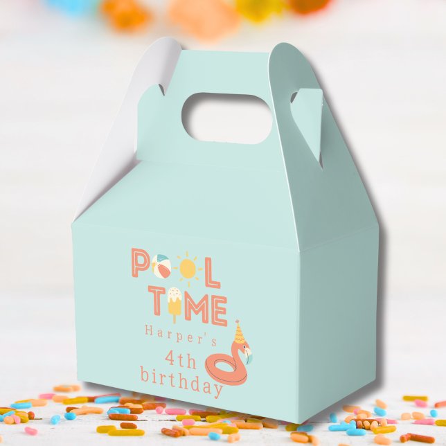 sommarsommarflamingo isglass barn födelsedags pool presentaskar (pool time flamingo popsicle sun beach ball birthday pool party favor gift treat box)