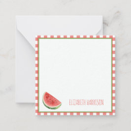 Sommarsommarvattenmelon och röd rutig gingham anteckningskort