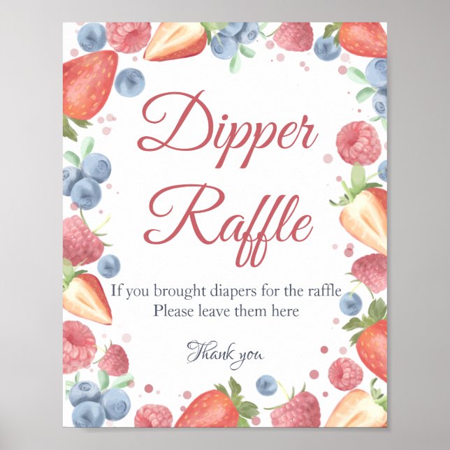 Sommarsöt Berry Diaper Raffle-skylt Poster (Framsidan)