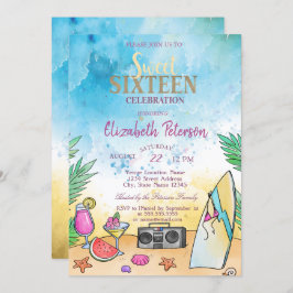 Sommarsötad Beach Cocktail Somme 16 Party Inbjudningar