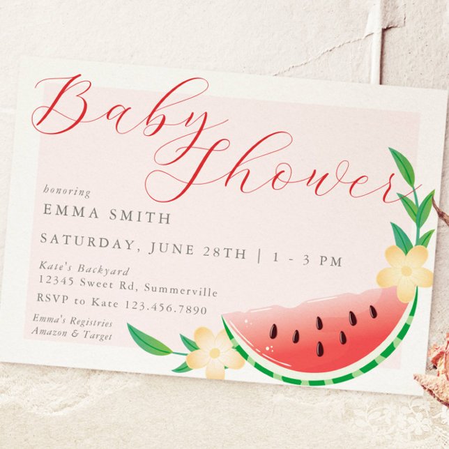 Sommarsötare Watermelon Baby Shower Inbjudningar (Skapare uppladdad)