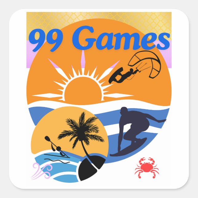 Sommarspel 99 fyrkantigt klistermärke (Framsida)