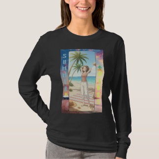 Sommarstämning Anime Strandscen – Karaktärskonst T Shirt