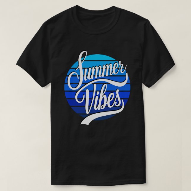 Sommarstämning Blå Retro Solnedgång Herr T Shirt (Design framsida)