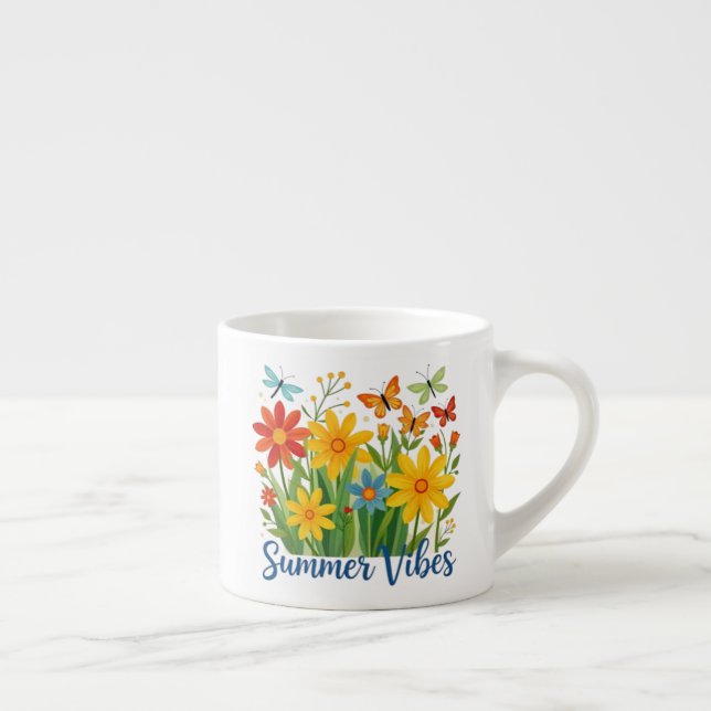 Sommarstämning Blommor med Fjärilar-64534 Espressomugg (Höger)