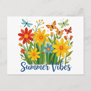 Sommarstämning Blommor med Fjärilar Helg Vykort