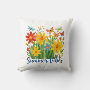Sommarstämning Blommor med Fjärilar Kudde