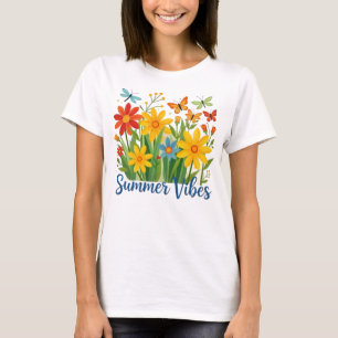 Sommarstämning Blommor med Fjärilar T Shirt