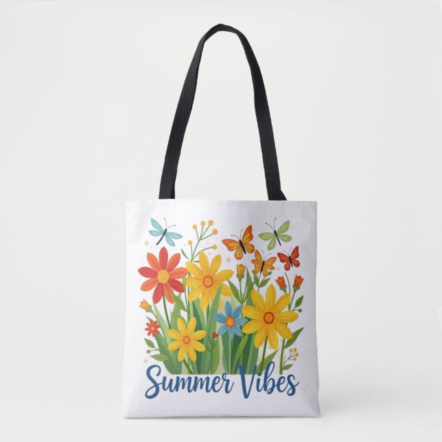 Sommarstämning Blommor med Fjärilar Tygkasse (Framsida)