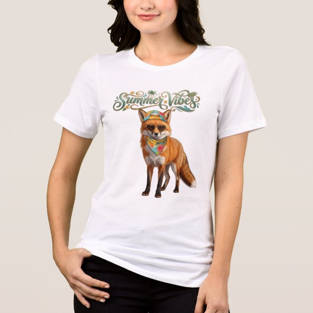 Sommarstämning Cool Räv T Shirt (Framsida)