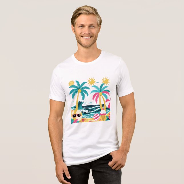 Sommarstämning Endast – Färgglad Tropisk Strand T- T Shirt (Framsida Full)