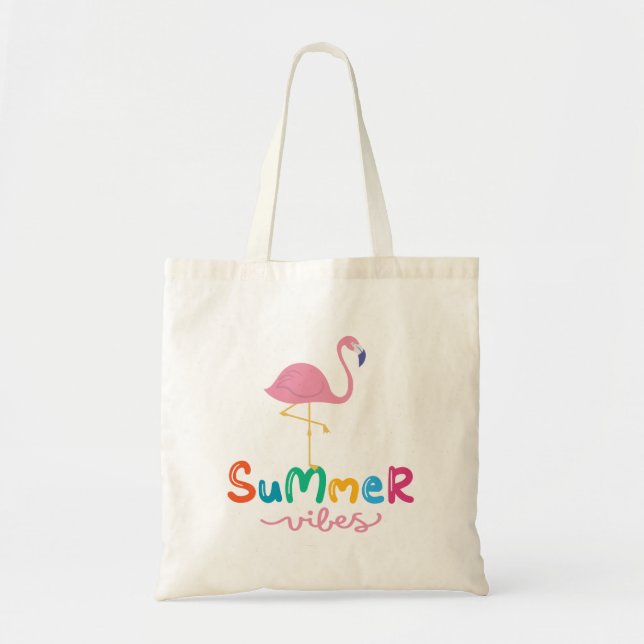 Sommarstämning Flamingo Kvinnor Tygkasse (Framsidan)