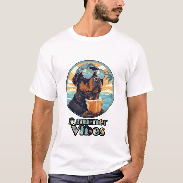Sommarstämning Hund – Cool Beach Mood T-shirt (Framsida)