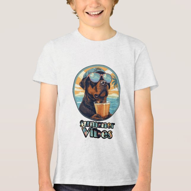 Sommarstämning Hund – Cool Beach Mood T-shirt (Red (Framsida)