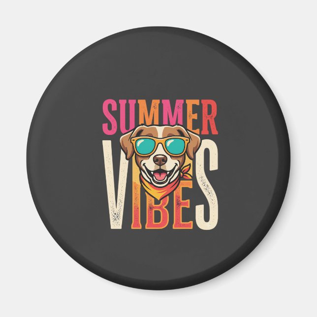 Sommarstämning Hund Solglasögon Magnet (Framsidan)