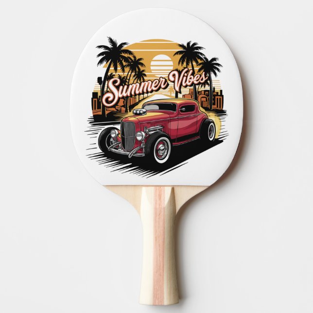 Sommarstämning Klassisk Bil Pingisracket (Framsidan)