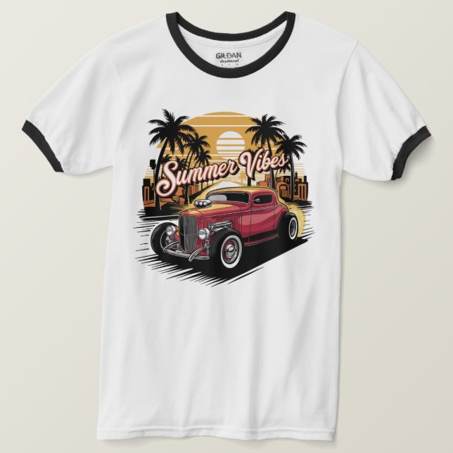 Sommarstämning Klassisk Bil T Shirt (Design framsida)