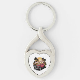 Sommarstämning Klassisk Bil Twisted Heart Silverfärgad Nyckelring