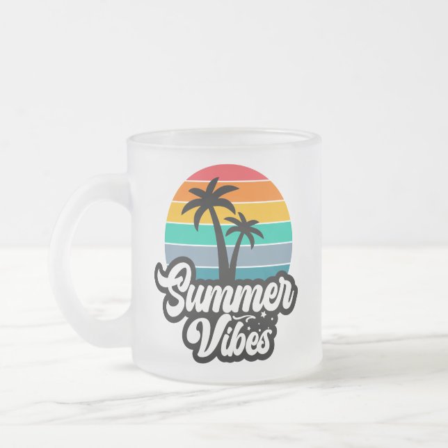 Sommarstämning med palmer design frostad glasmugg (Vänster)