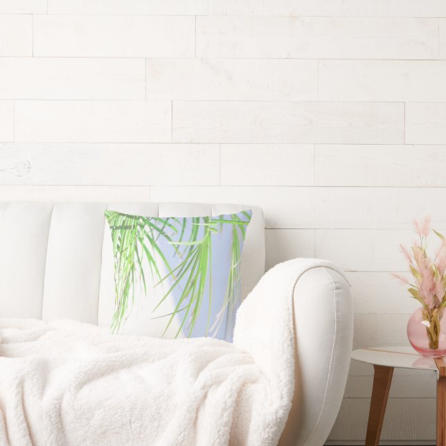 Sommarstämning Palmkronor Ljust Grön Pastell Kudde (Soffa)