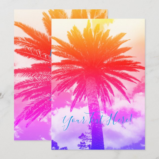 Sommarstämning Palmtree Allt-i-allo Inbjudningskor Inbjudningar (Fram/baksida)