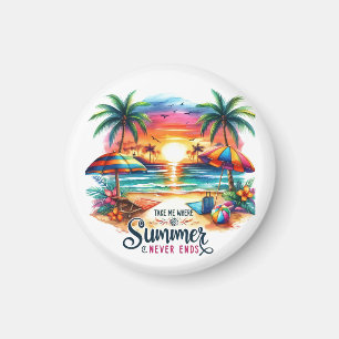 Sommarstämning Penseldrag Strand Solnedgång-34626 Magnet