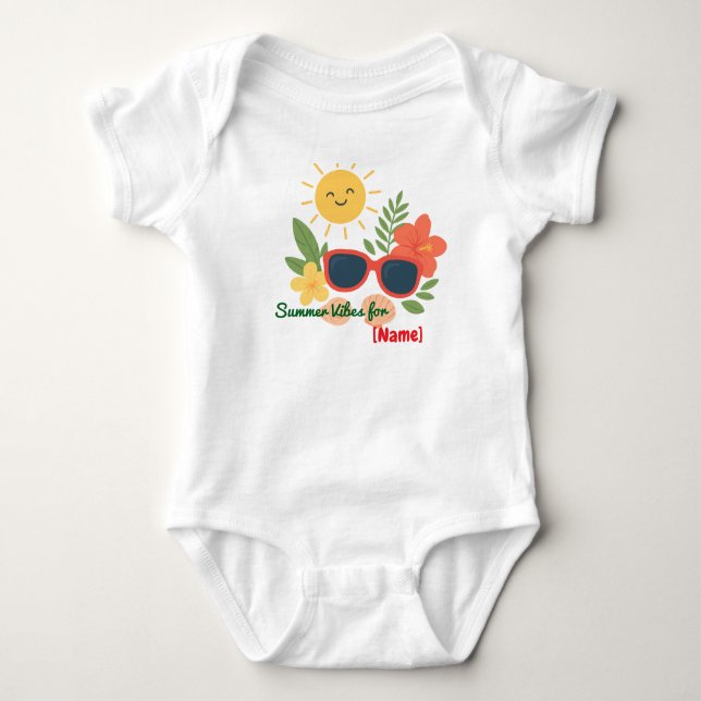 Sommarstämning Personlig Babyvit T-Shirt  (Framsida)