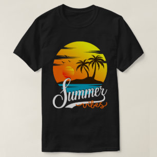 Sommarstämning Retro Solnedgång Och Palmträd Herr T Shirt
