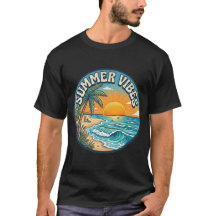 Sommarstämning Retro Strand Solnedgång T-Shirt