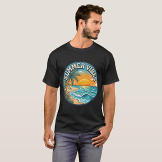 Sommarstämning Retro Strand Solnedgång T-Shirt