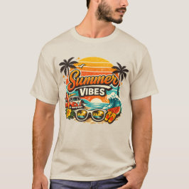 Sommarstämning Retro Strand Solnedgång T Shirt