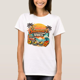Sommarstämning Retro Strand Solnedgång T Shirt