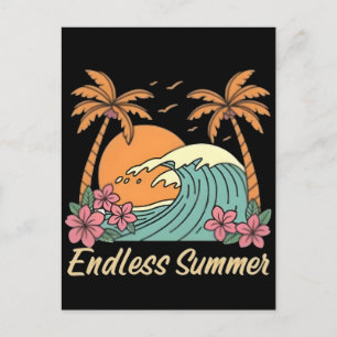 Sommarstämning Retro Strand-Vintage Kust Solsken  Vykort