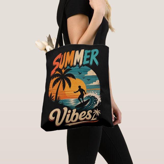 Sommarstämning Retro Surf Solnedgång Tygkasse (Närbild)