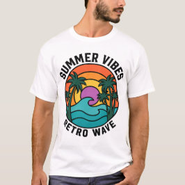 Sommarstämning Retro Wave Solnedgång Palmträd T-sh T Shirt