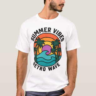 Sommarstämning Retro Wave Solnedgång Palmträd T-sh T Shirt
