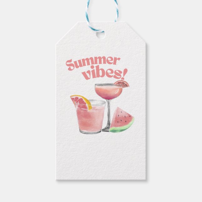 Sommarstämning Rosa Cocktail Vattenkonst Presentetikett (Framsidan)