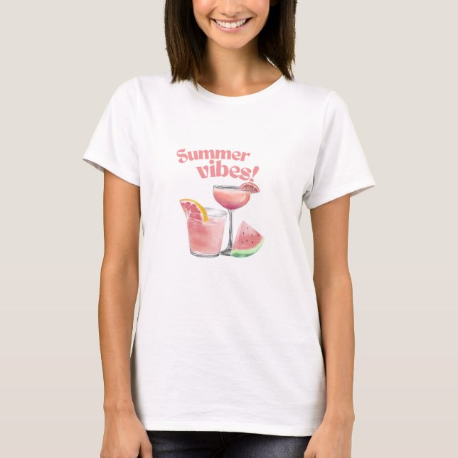 Sommarstämning Rosa Cocktail Vattenkonst T Shirt (Framsida)
