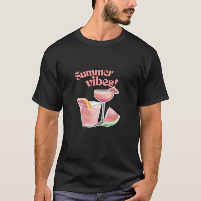 Sommarstämning Rosa Cocktail Vattenkonst T Shirt (Framsida)