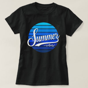 Sommarstämning Rund Retro Solnedgång Kvinnor T Shirt