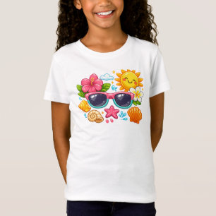 Sommarstämning Snygga Solglasögon Grafisk Vit Barn T Shirt