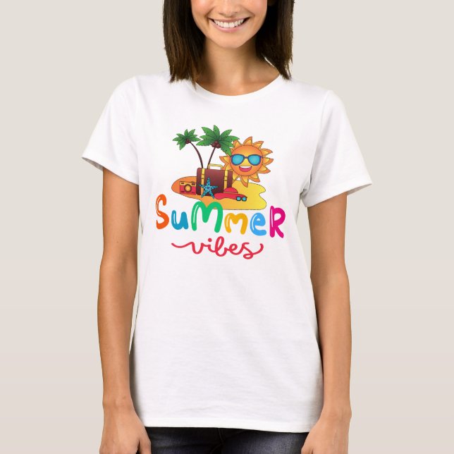 Sommarstämning Sol Och Palmträd Kvinnor T Shirt (Framsida)