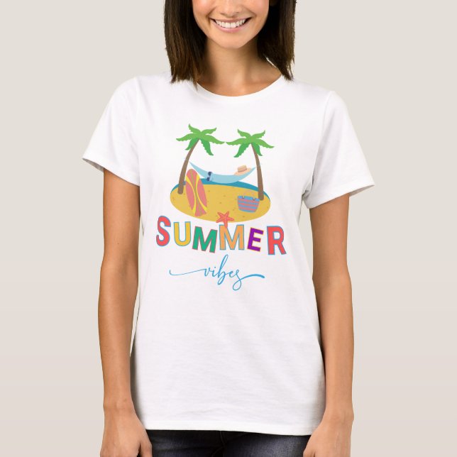 Sommarstämning Strand Palmer Kvinnors T Shirt (Framsida)