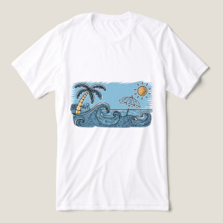 Sommarstämning Strandillustration T Shirt