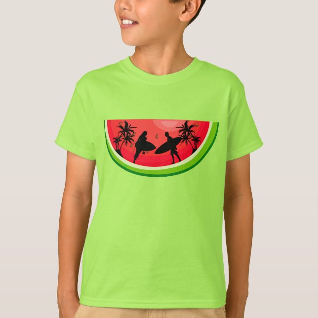 Sommarstämning Surf Vattenmelon Frukter T Shirt (Framsida)