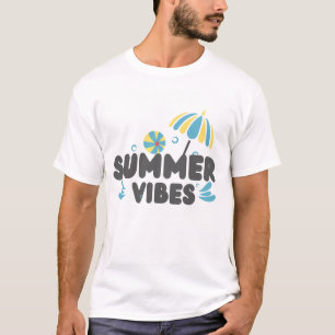 Sommarstämning T-Shirt   Strandparasoll Grafisk Te